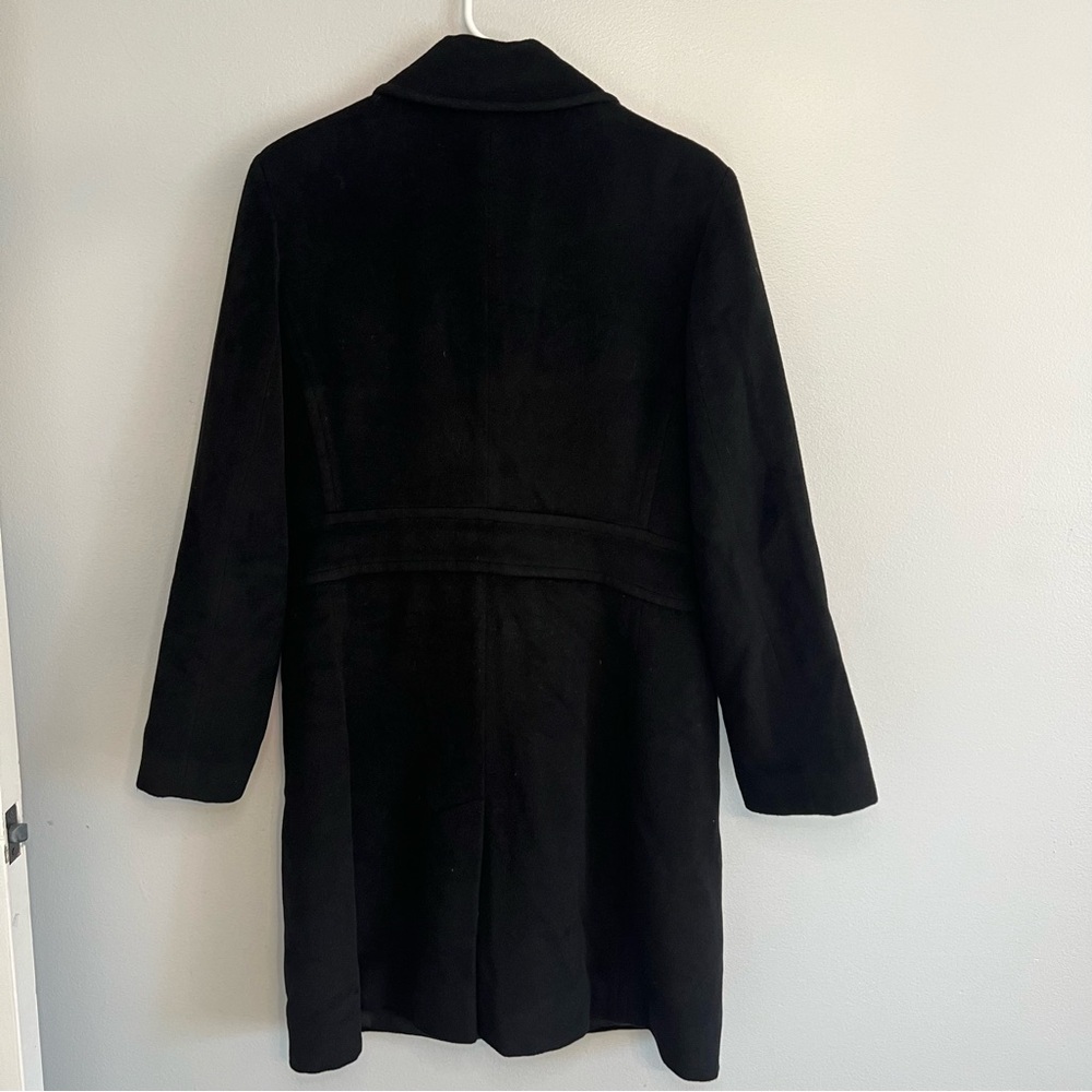 Mantello Womens Wool Angora Blend Pea Coat Dress Coat Jacket Black Sz 10 Classic - Picture 3 of 12